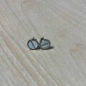 Women faux vintage Silver and White Stud Earrings